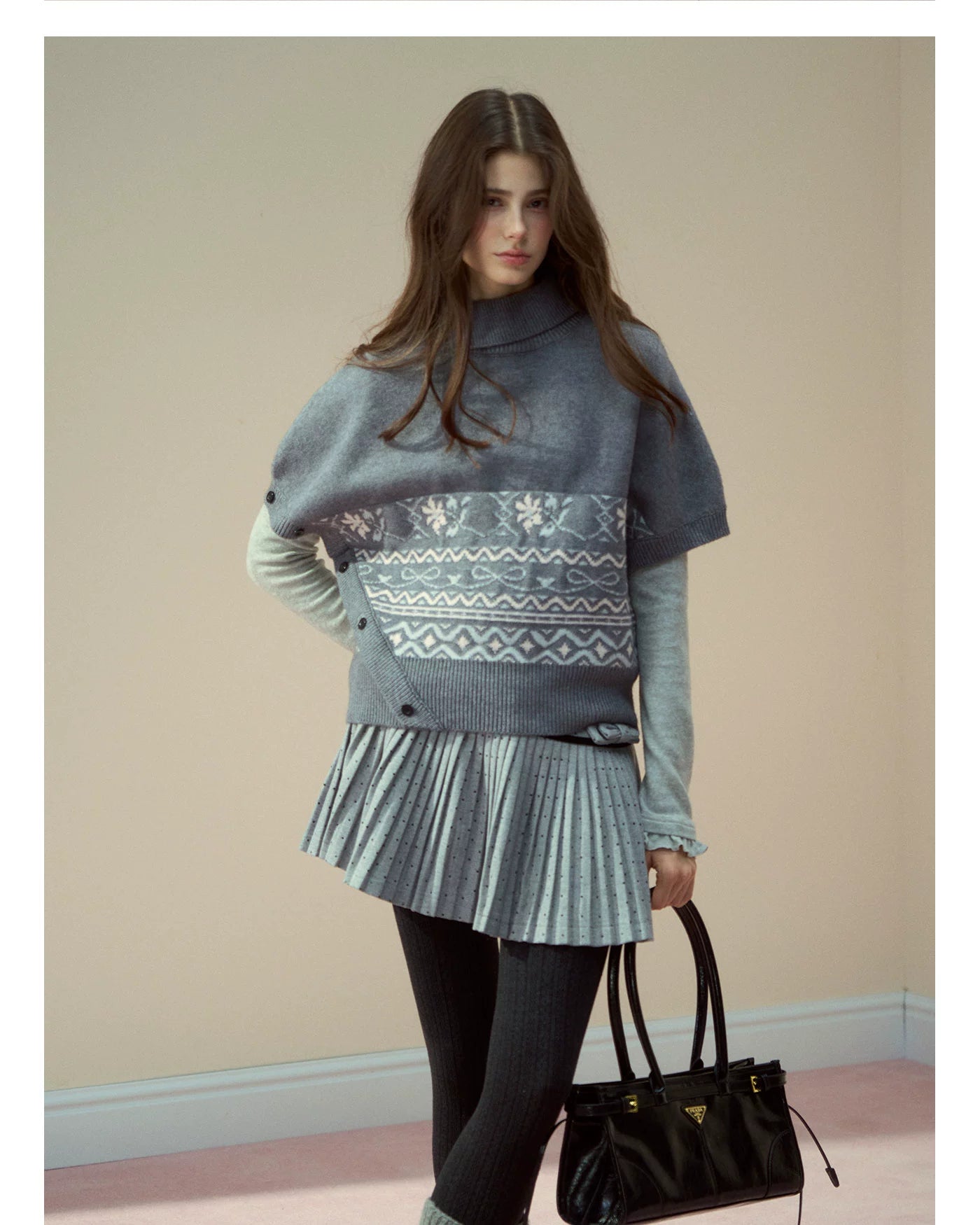 Fair Isle Cape Turtleneck - CHINASQUAD