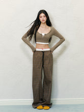 Mock Two-Piece Color-Block U-Neck Top - CHINASQUAD