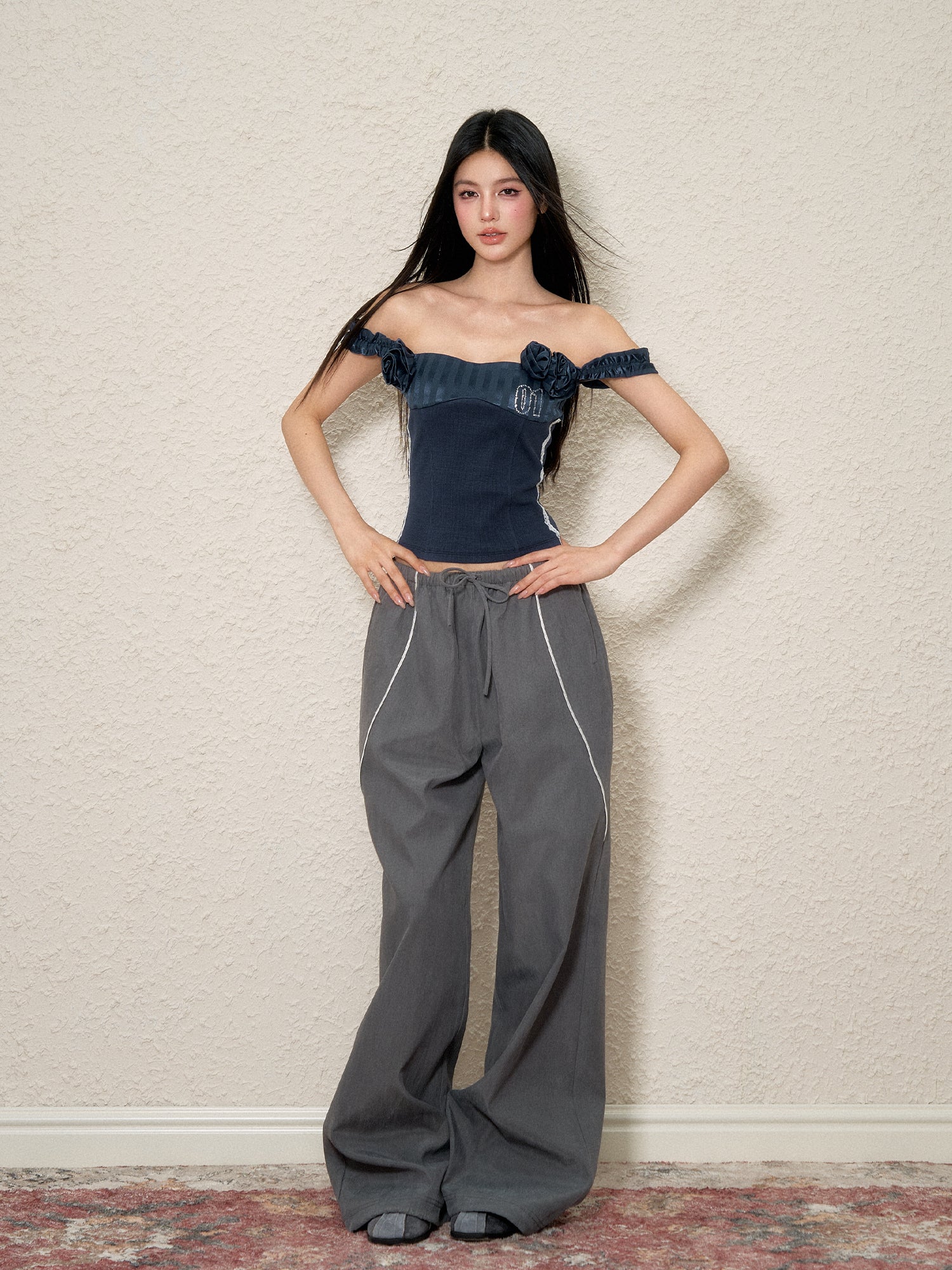 Striped Design Loose Wide-Legged Pants - CHINASQUAD