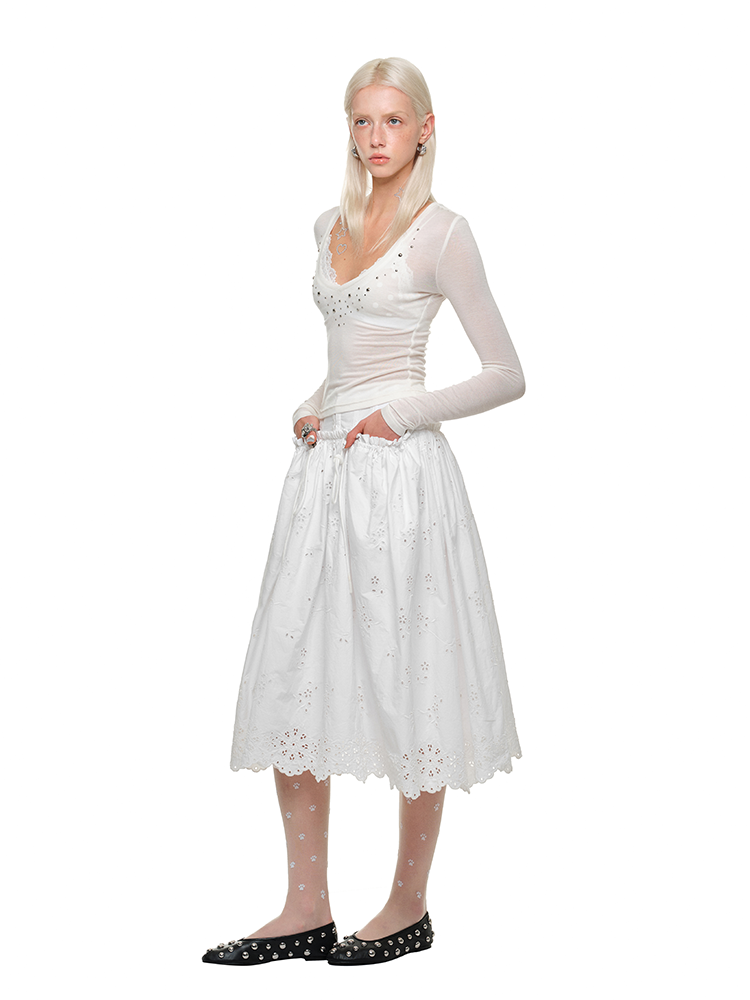 Deep V-Neck Studded Rhinestone Top - CHINASQUAD