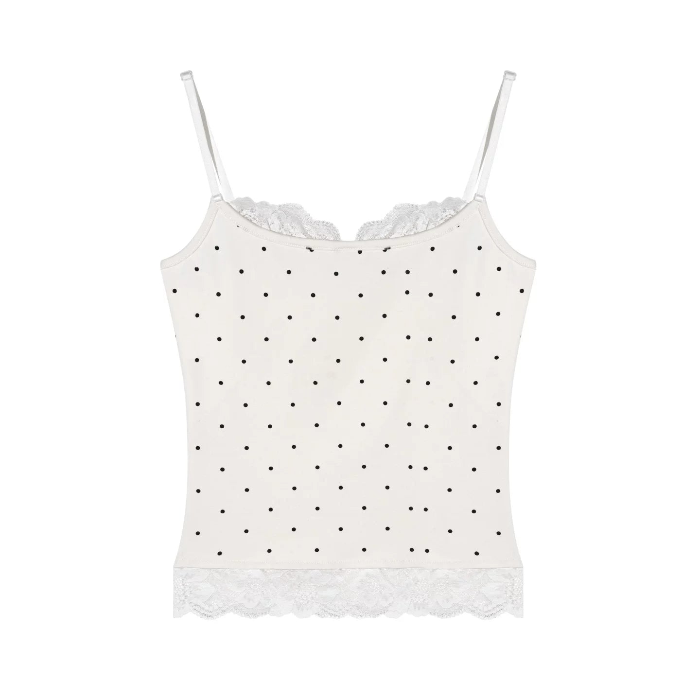 Lace Panel Polka Dot Cami Top