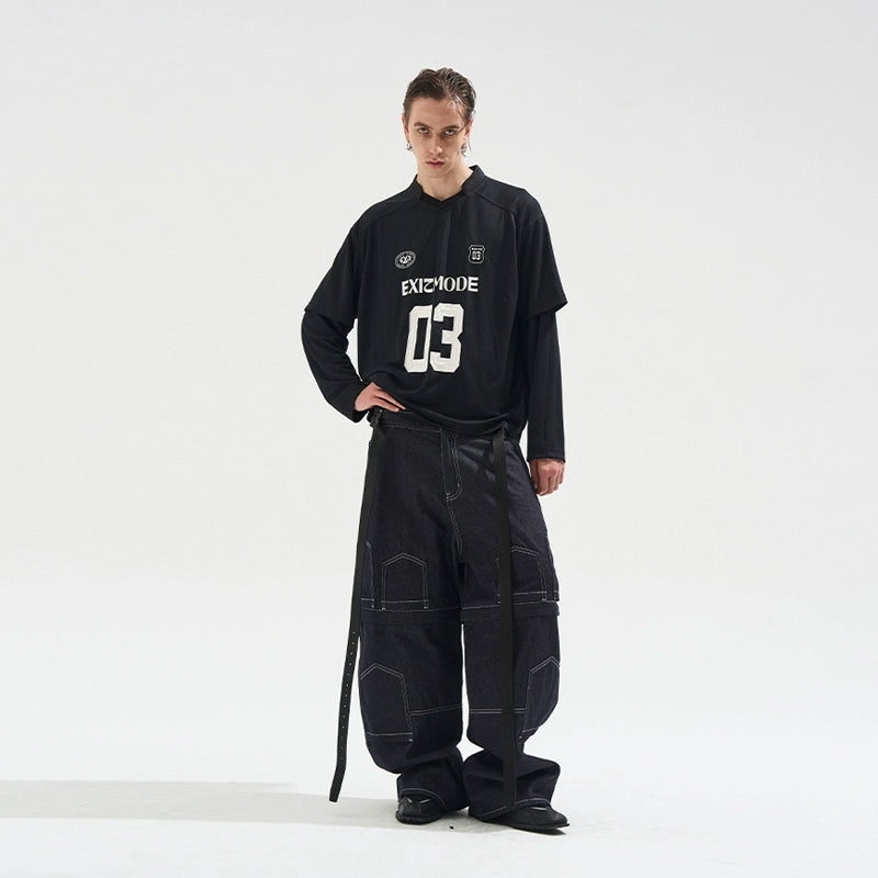 Vintage Striped Layered-Effect Long Sleeve Jersey T-Shirt - CHINASQUAD