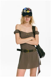 Draped Off-Shoulder Mini Dress - CHINASQUAD