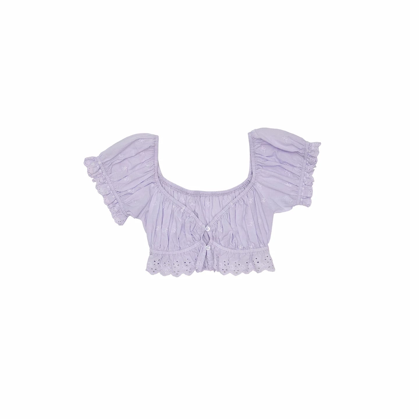 Jacquard Cotton Puff Sleeve Cropped Top 1Jinn Studio