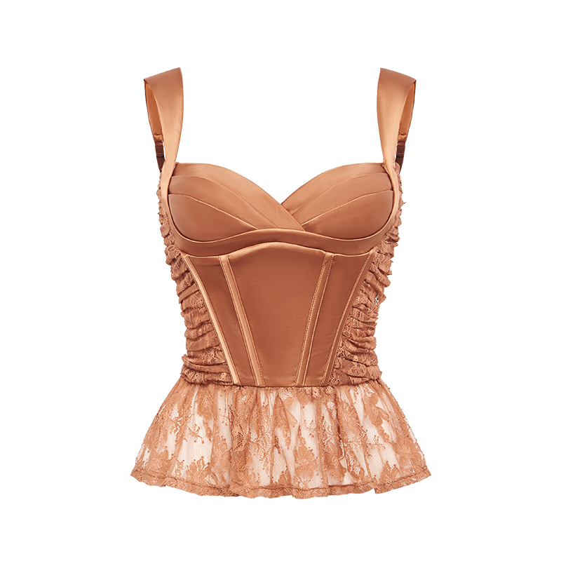 Lace Satin Boned Two-Piece Set - CHINASQUAD