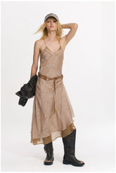 Vintage Layered Halter Dress - CHINASQUAD