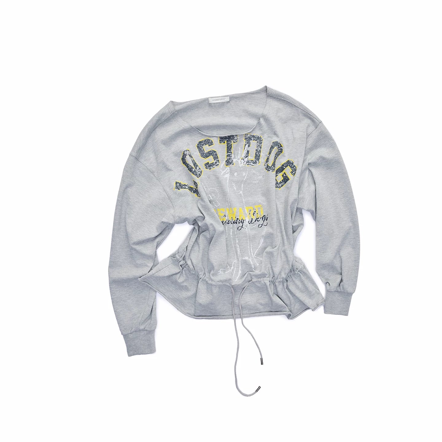 Asymmetric Graphic Drawstring Hoodie