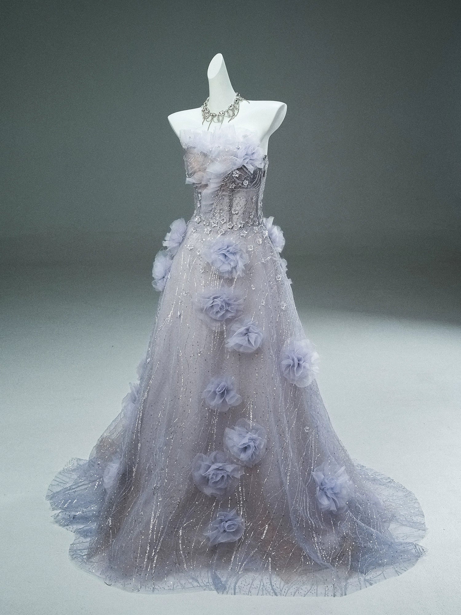 Enchanting Purple Couture Gown with Handcrafted Beading