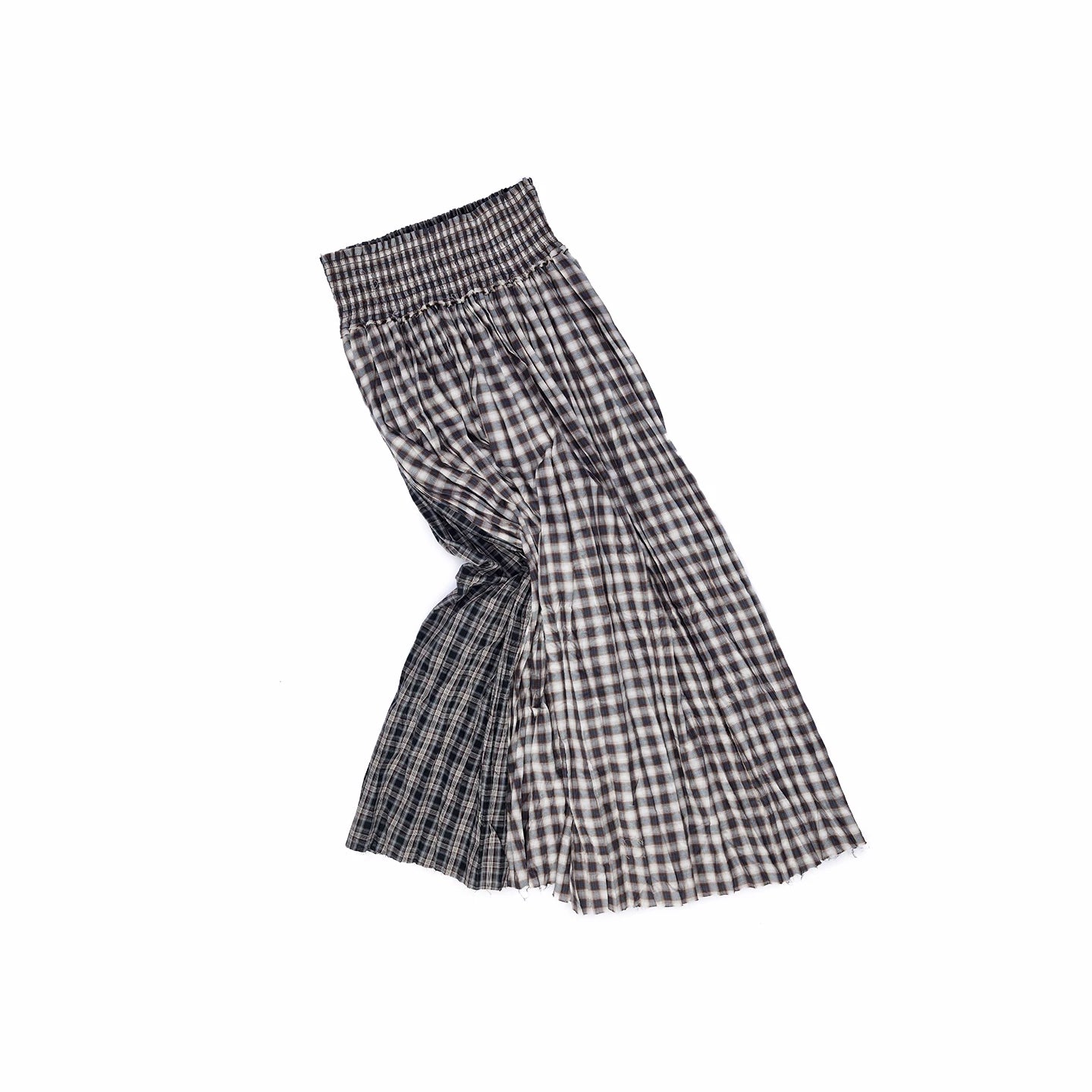 Contrast Plaid Ruffle Shirt & Long Skirt Set