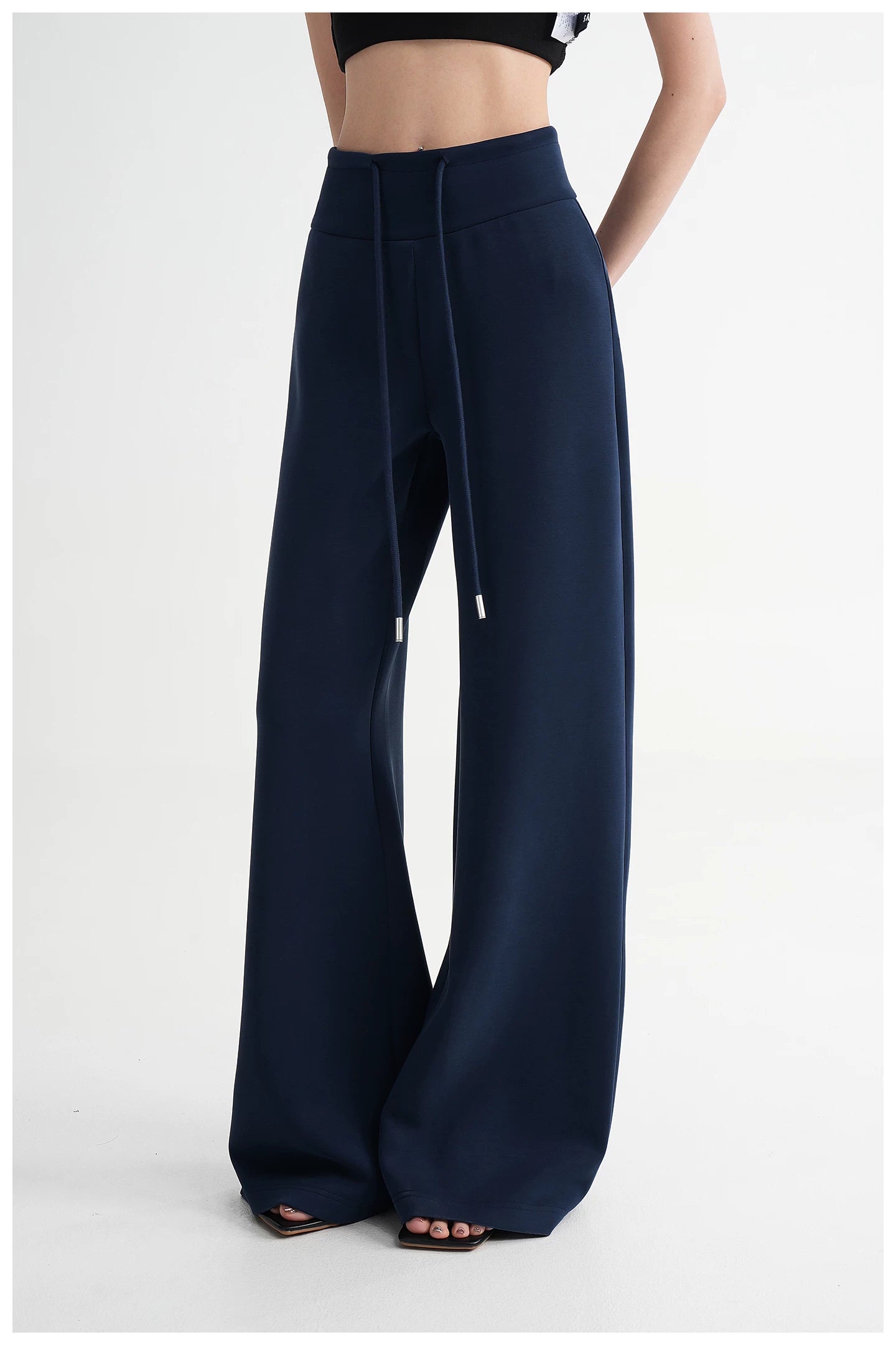 High-Waisted Knit Wide-Leg Trousers