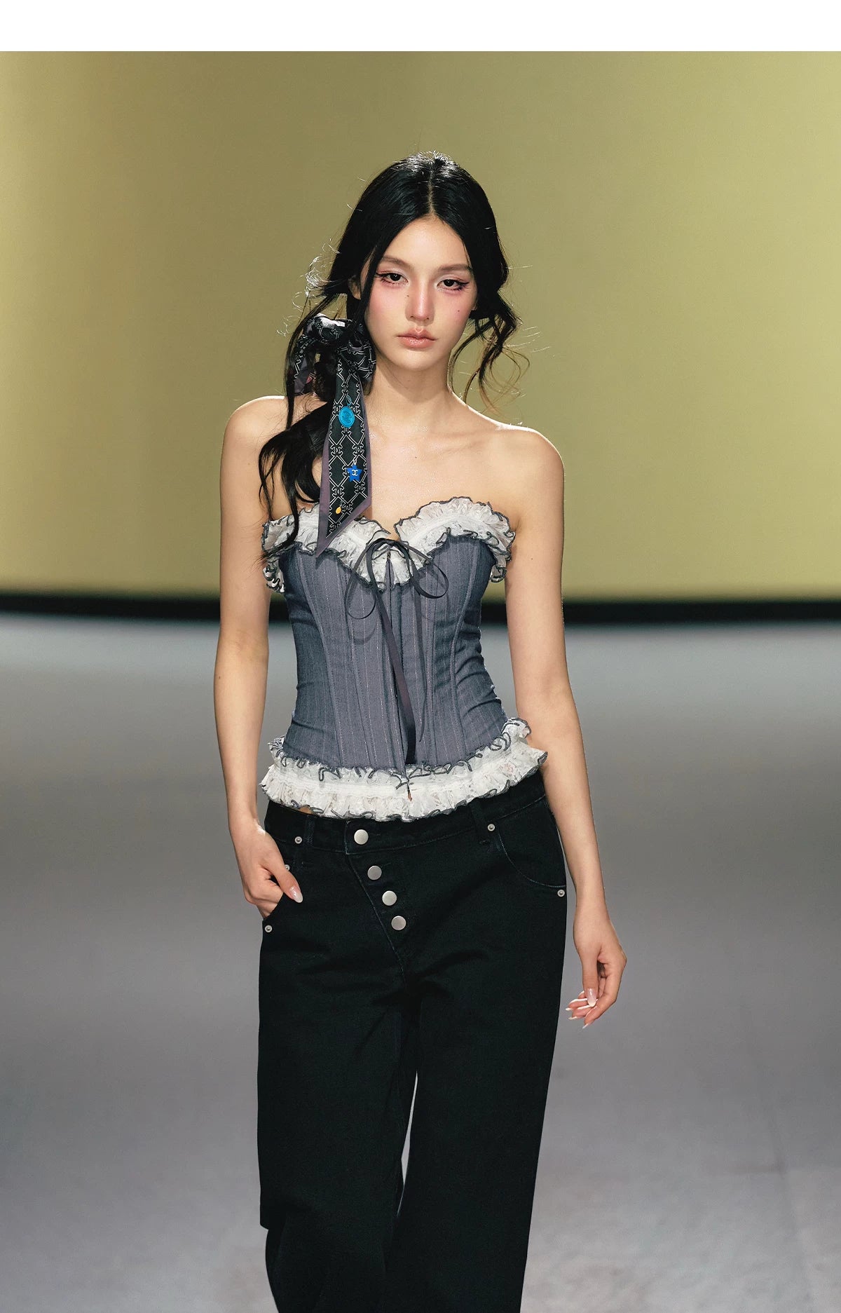 Blue & Gold Striped Corset