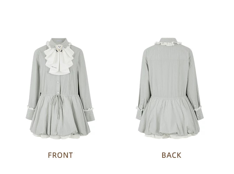 Smocked Bouquet Sleeve Waist-Cinching Mini Dress