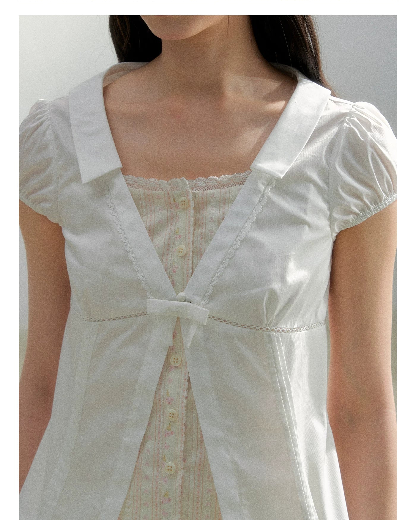 Floral Plaid Academy Layered Short Sleeve Shirt