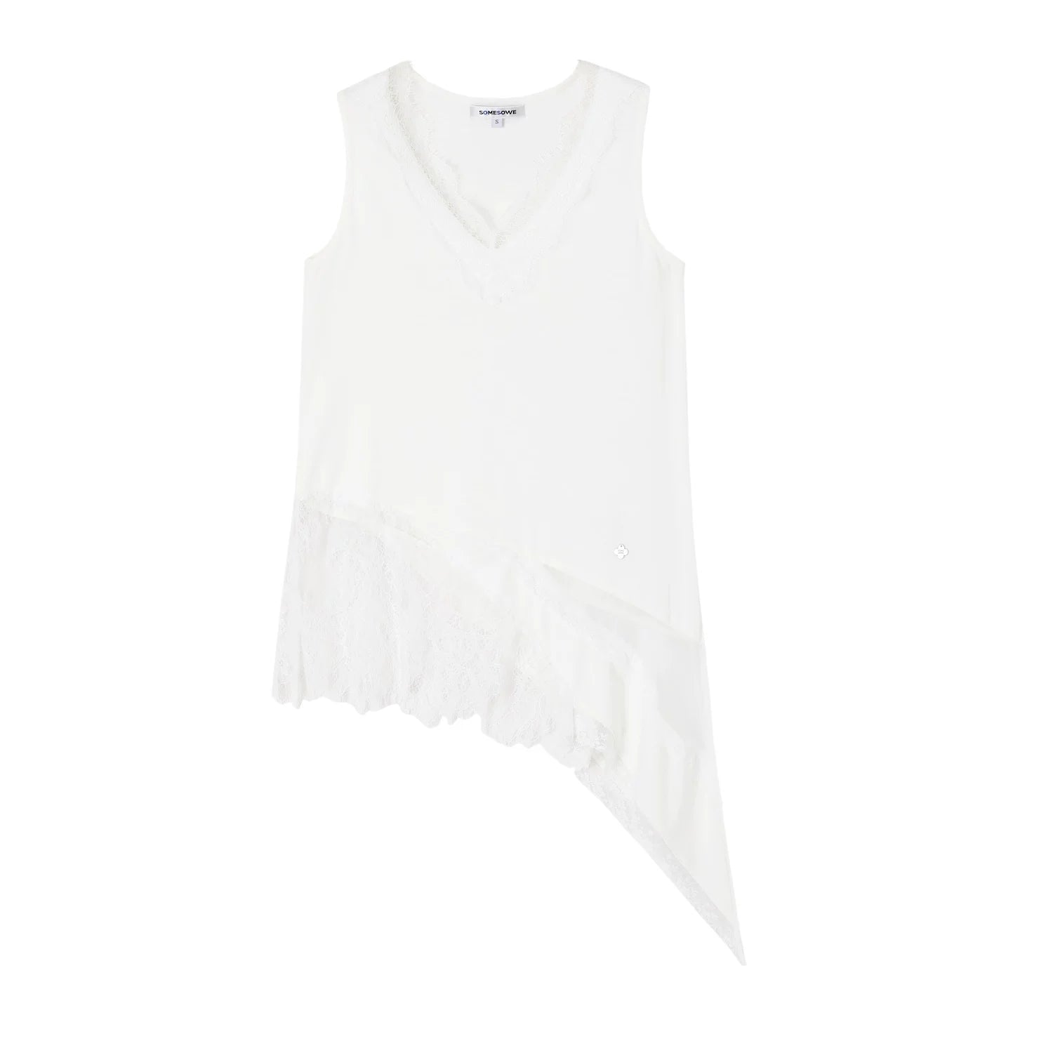 Asymmetrical Lace V-Neck Sleeveless Top