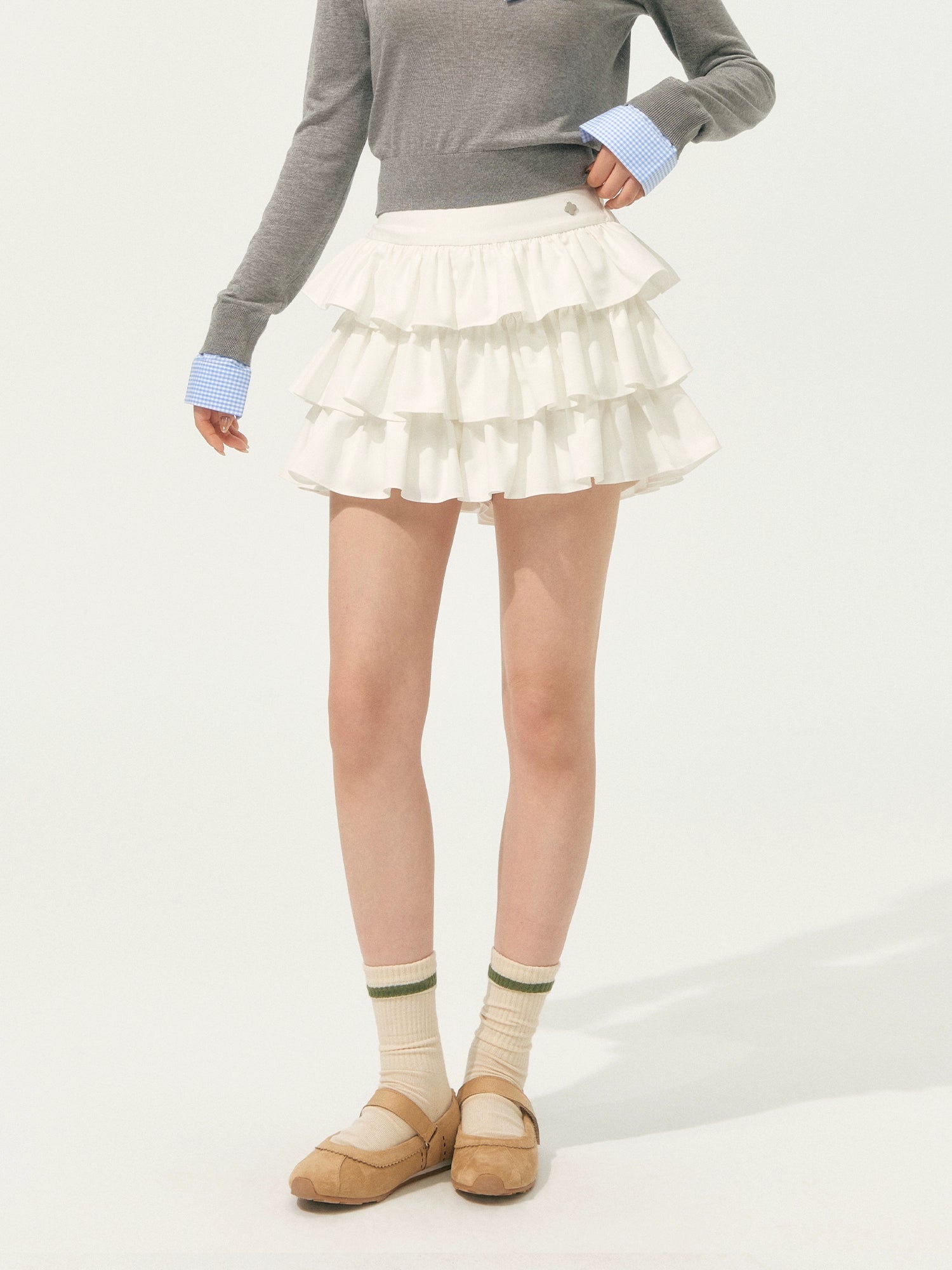 Pleated Lace Ruffle Tiered Skirt - CHINASQUAD