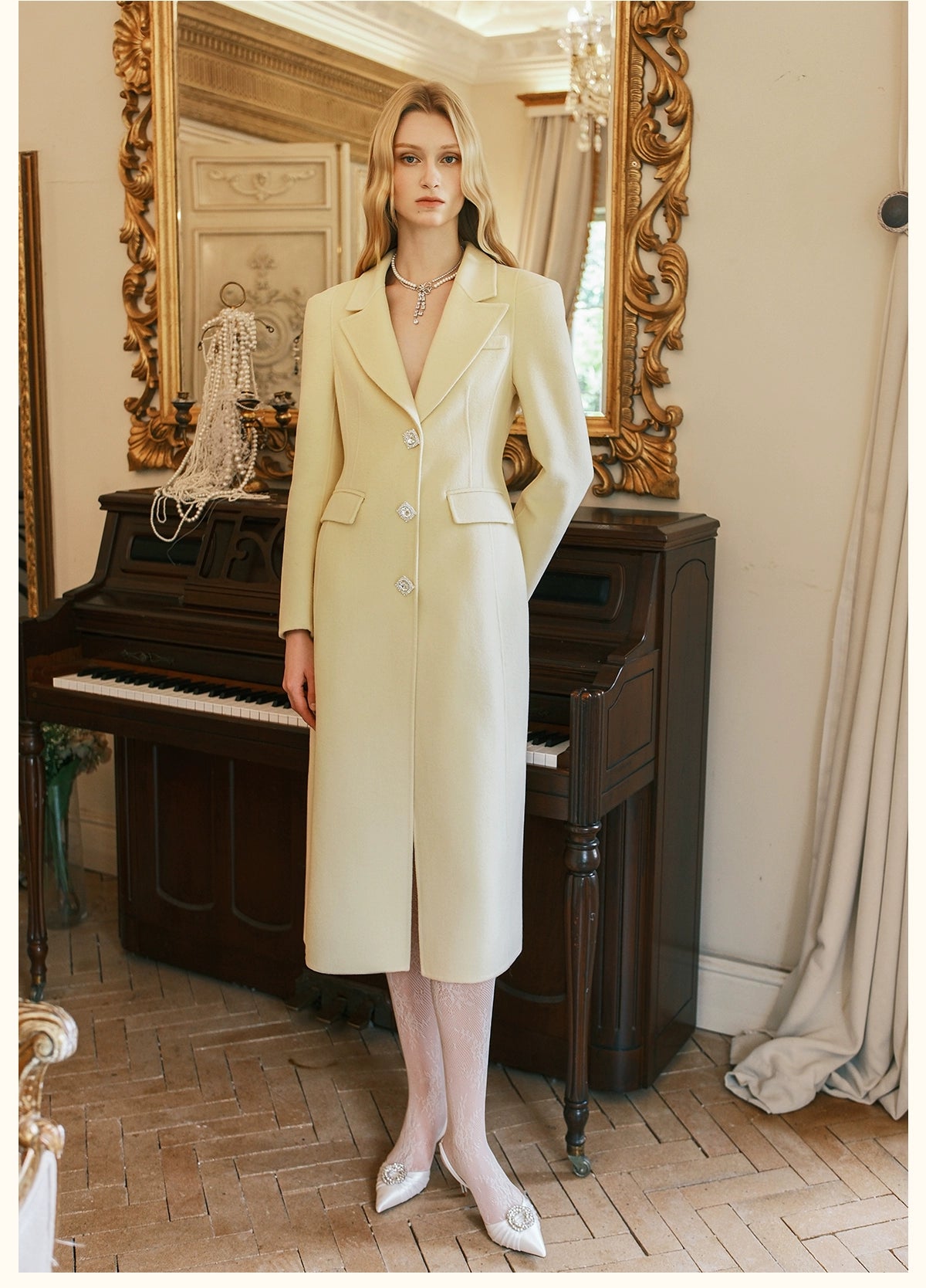 Nata Detachable Shearling Collar Wool Coat - CHINASQUAD