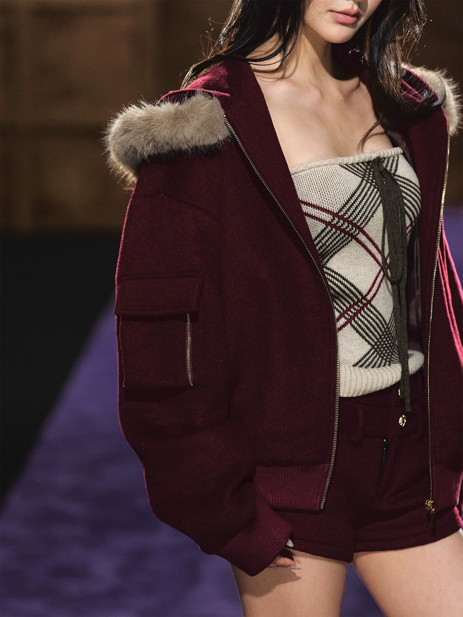 Wool-Blend Heart Yarn Cropped Knit Tube Top