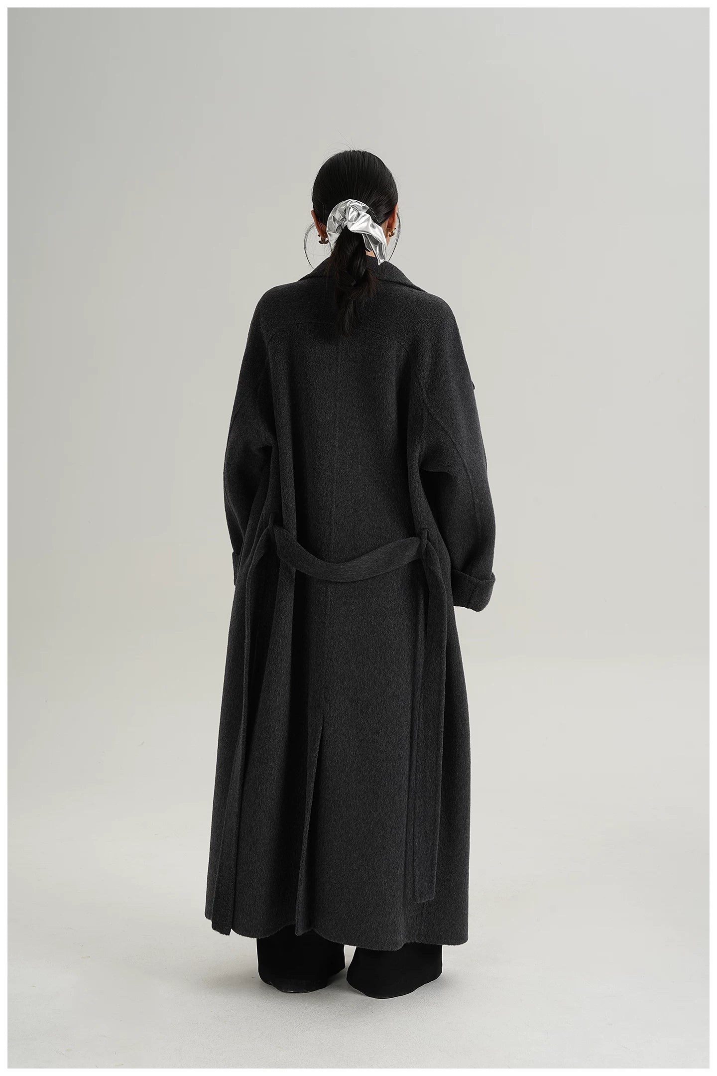Armor-Collar Long Wool Coat