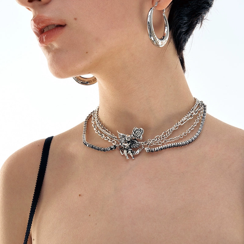 Vintage Gothic Angel Rose Choker Set - CHINASQUAD