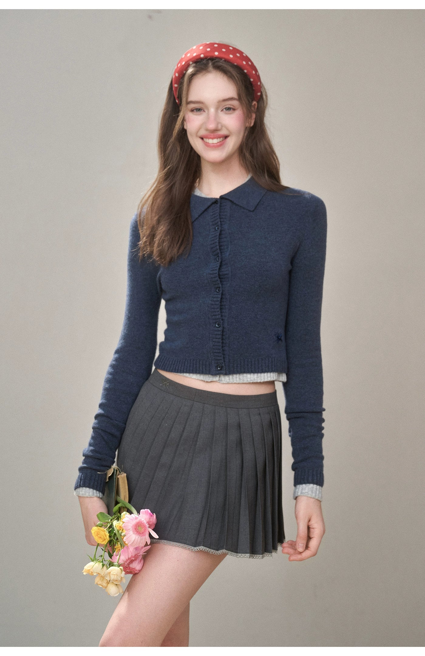 Mist-Grey Pleated Skirt