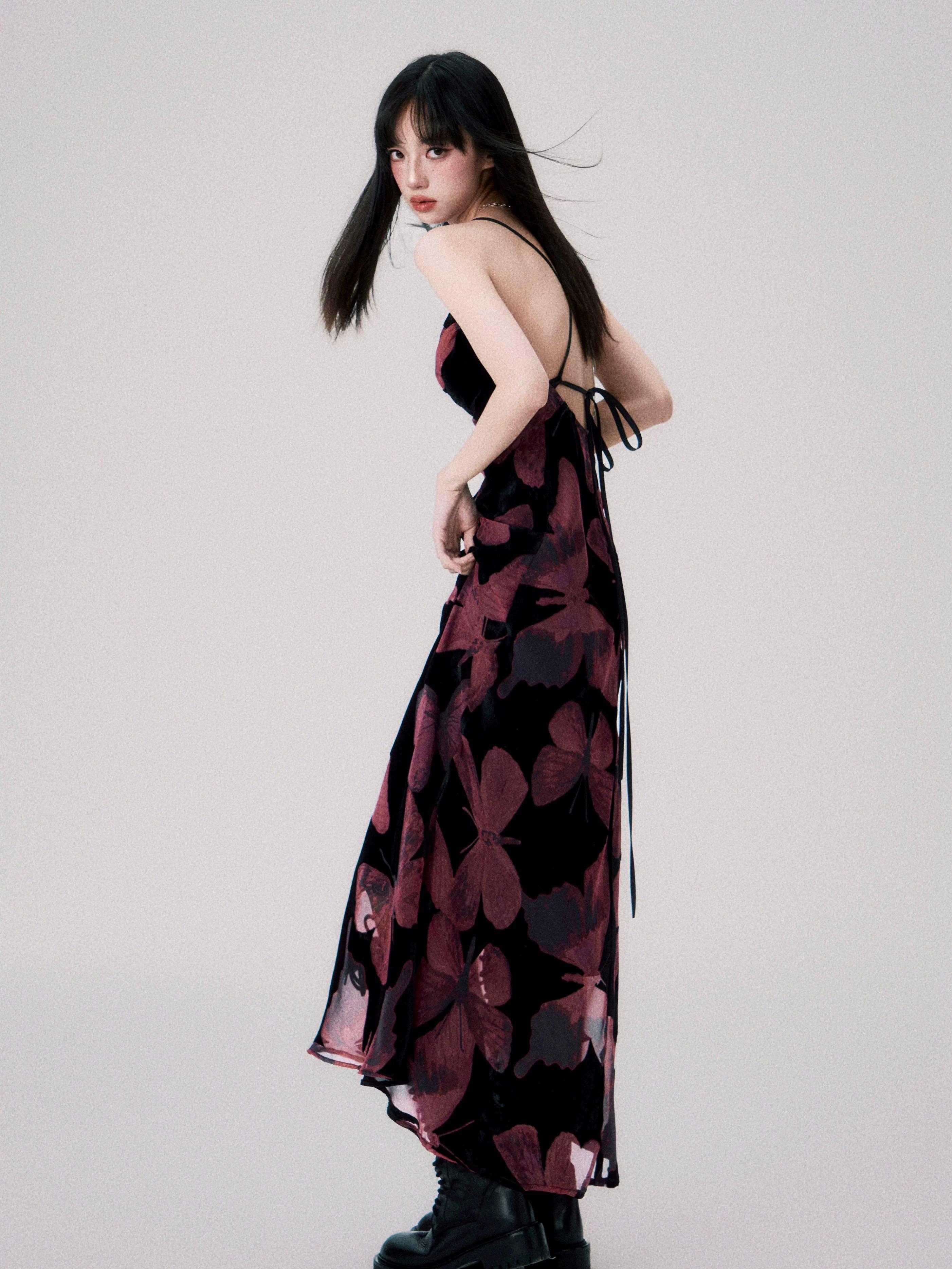 Backless New Chinese Slip Maxi Dress
