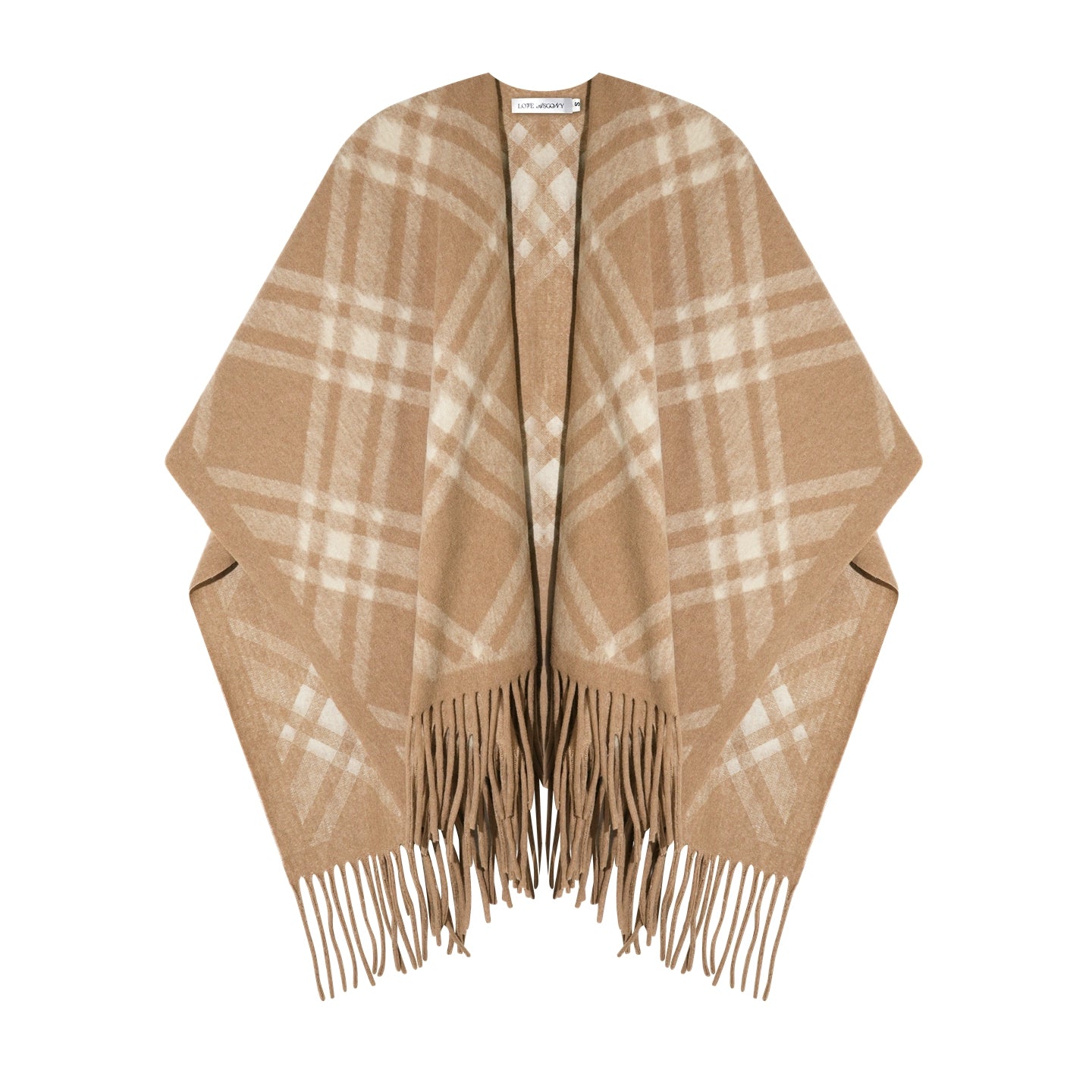 Vintage Plaid Tassel Cape Scarf