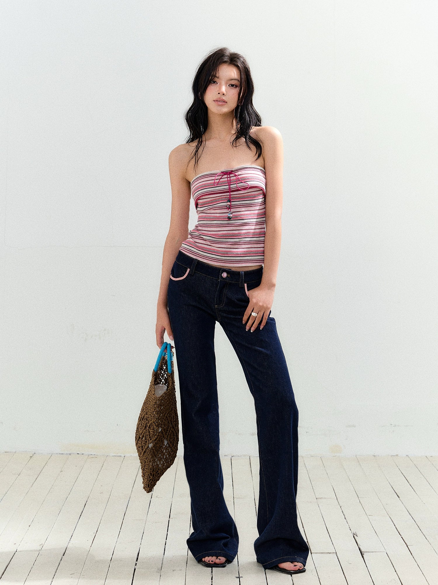 Micro-flare Tweed Low-waist Trousers - CHINASQUAD