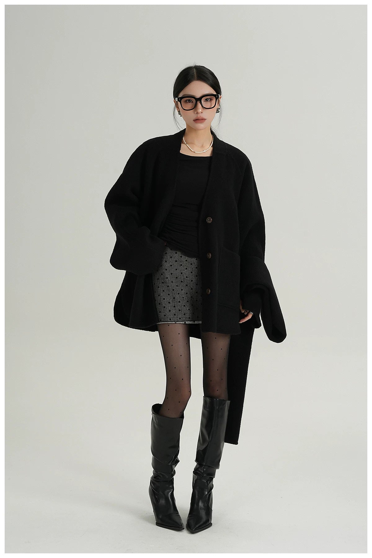 Scarf-Detail Cropped Wool Jacket