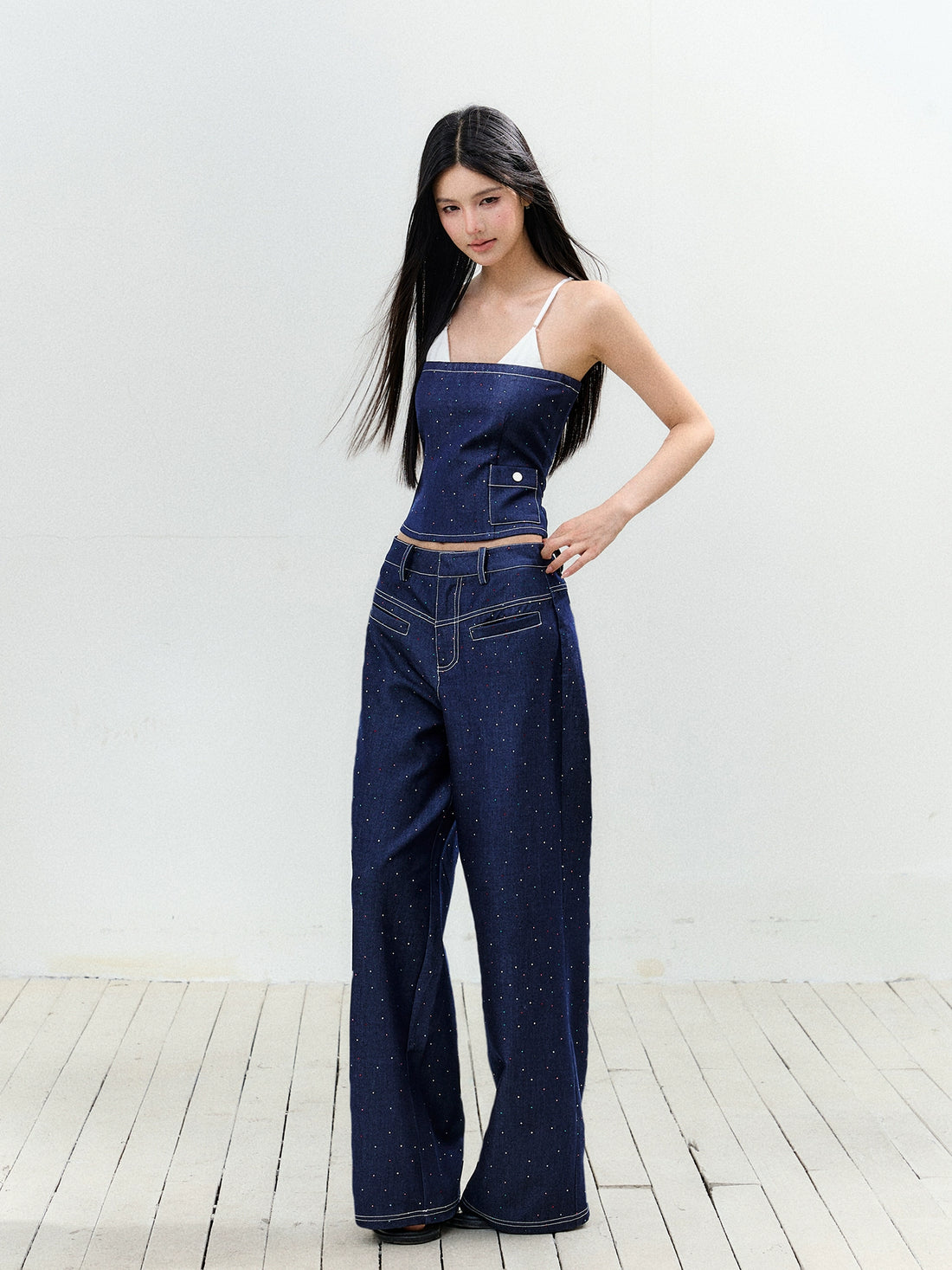 Color-Diamond Color Blocked Chanel - Style Jeans - CHINASQUAD