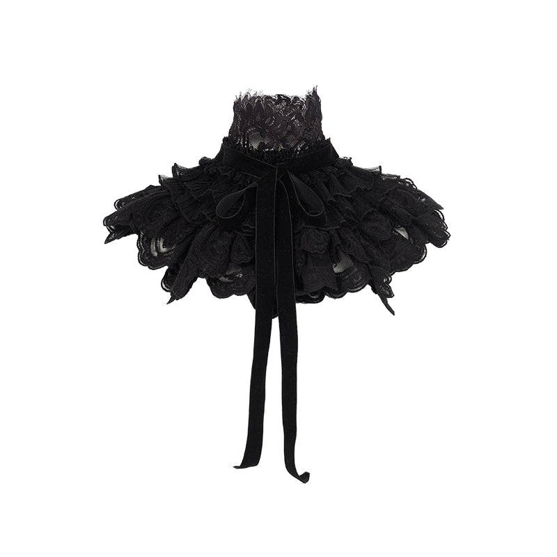 Mirage Vintage Lace-Collar Blazer & Flared Skirt Set - CHINASQUAD