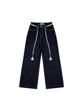 Dark Blue High-waist Wide-leg Pants - CHINASQUAD