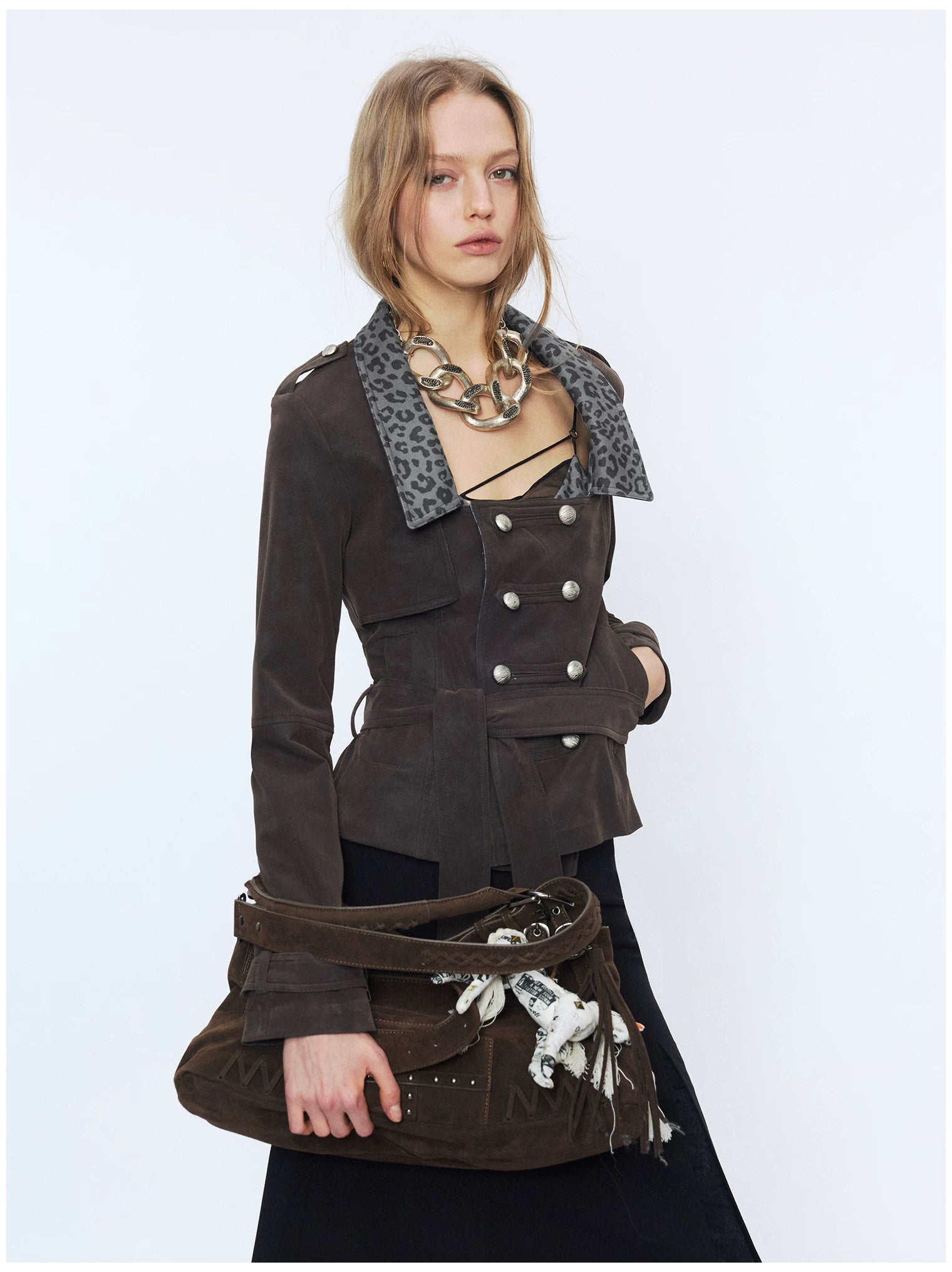 Punk Suede Short Trench Jacket