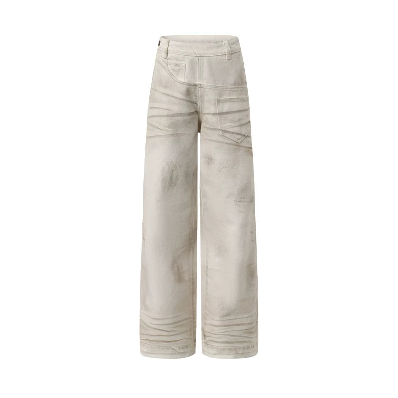 Side-Placket White Denim Jeans