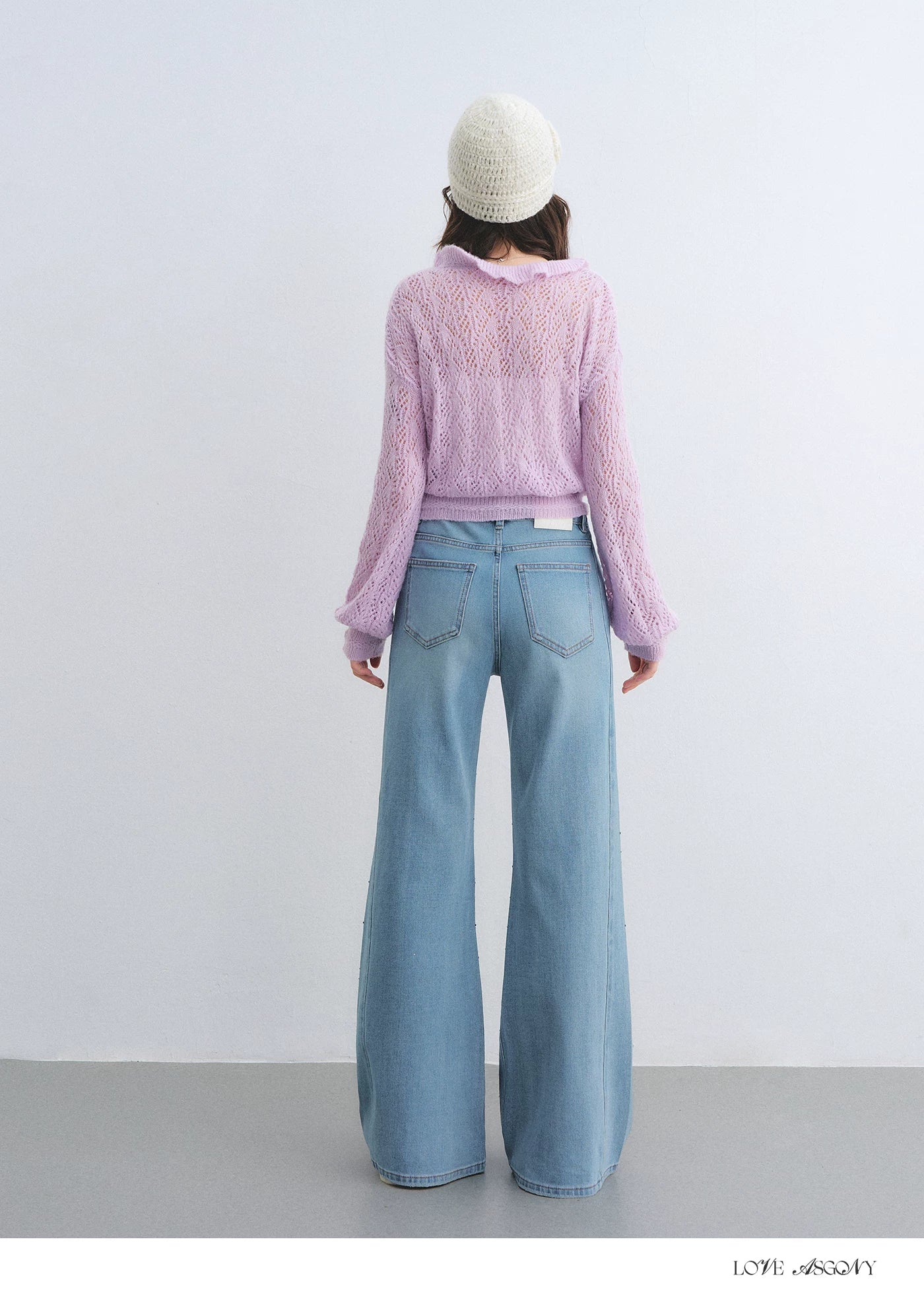 Ruffled Wool-Blend Mohair Openwork Knit Cardigan