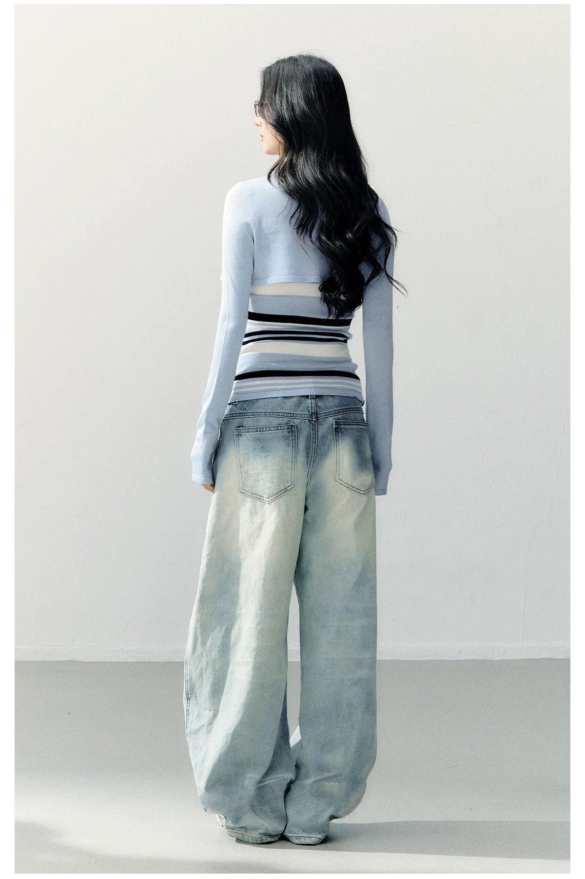 Vintage Blue Washed Wide-Leg Jeans