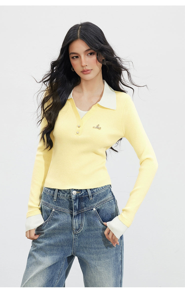 Contrast Faux-Layer T-shirt