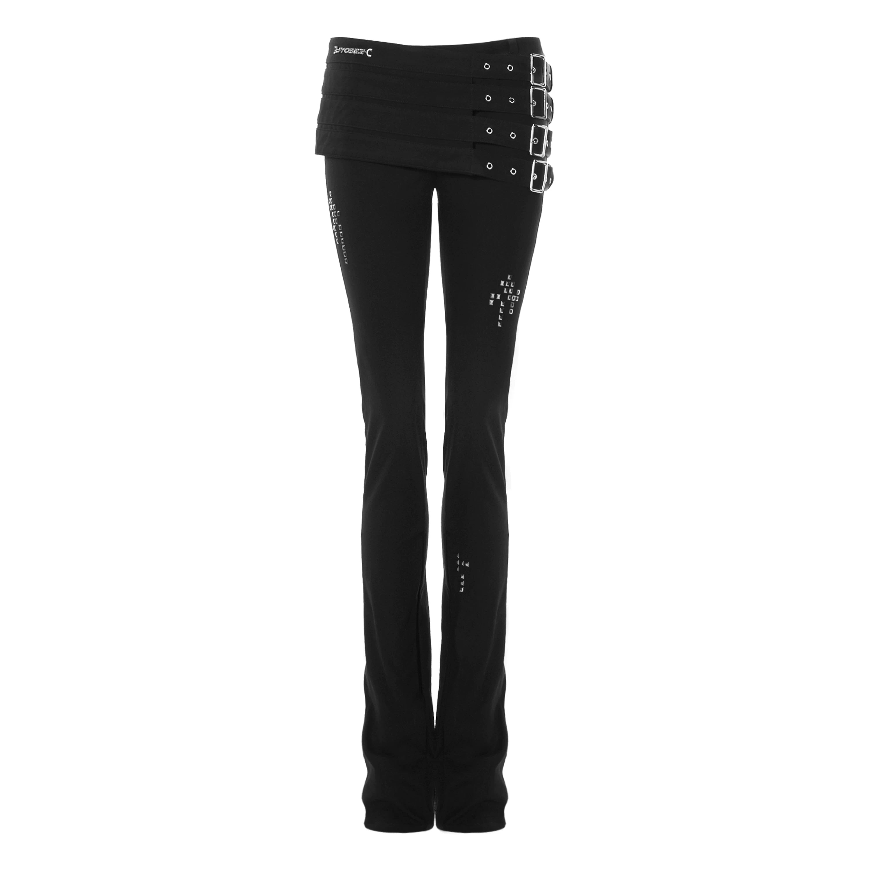Layered Multi-Belt Slim Flare Pants