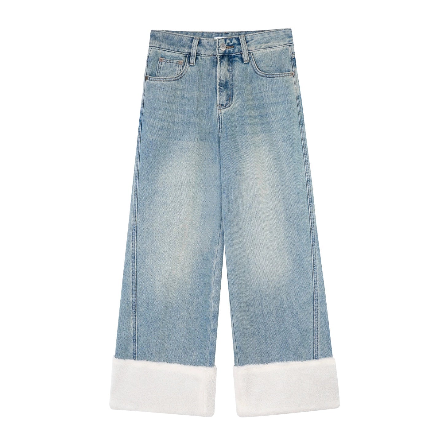 Straight-Leg Wide Denim Pants