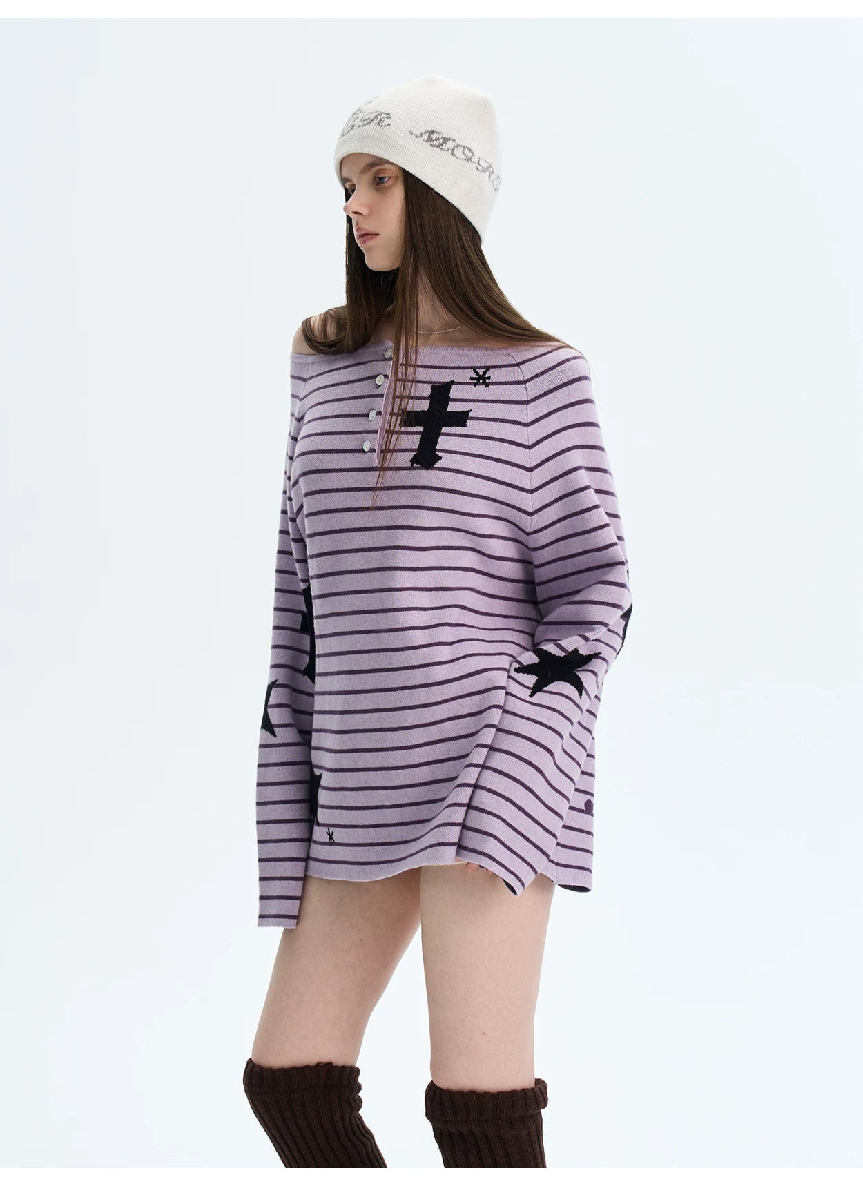 Striped Color-Block Knit Sweater