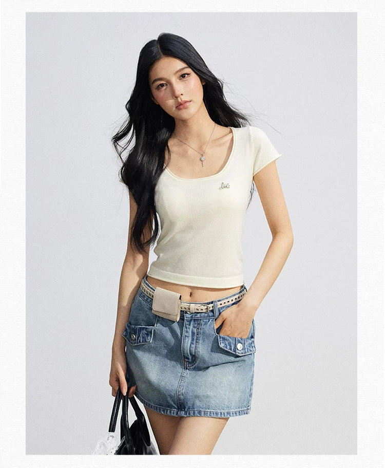 High-Waist Denim Skirt