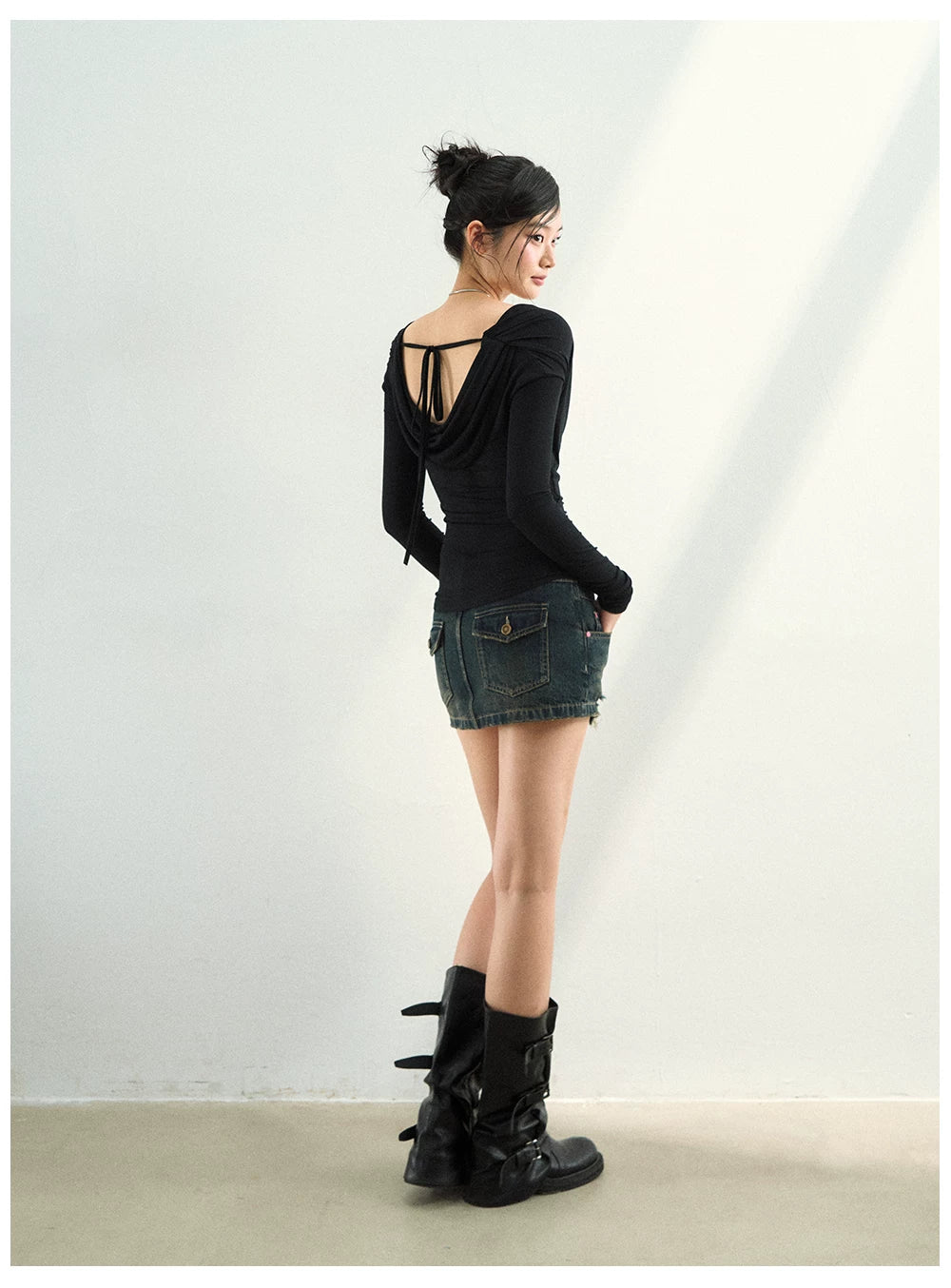 Reversible Draped Mesh Blouse