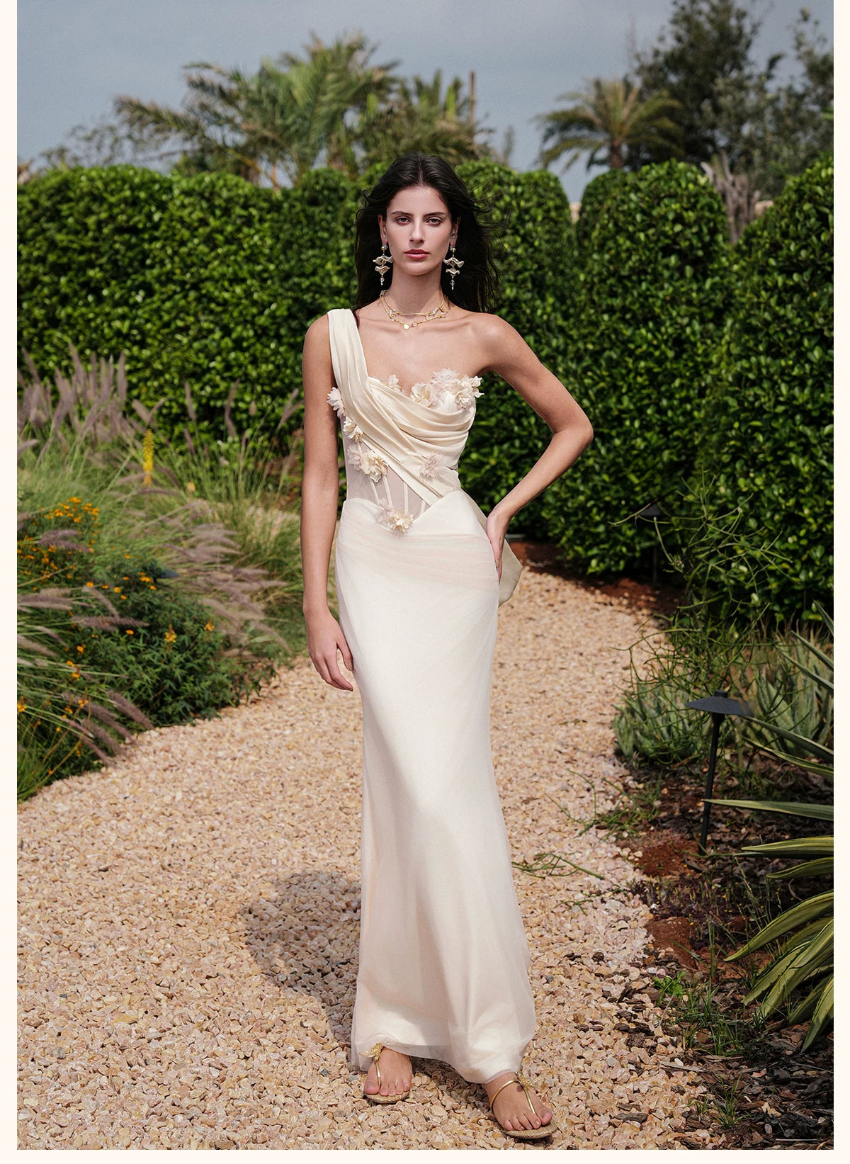 Sculpted Mesh Strapless Mermaid Dress