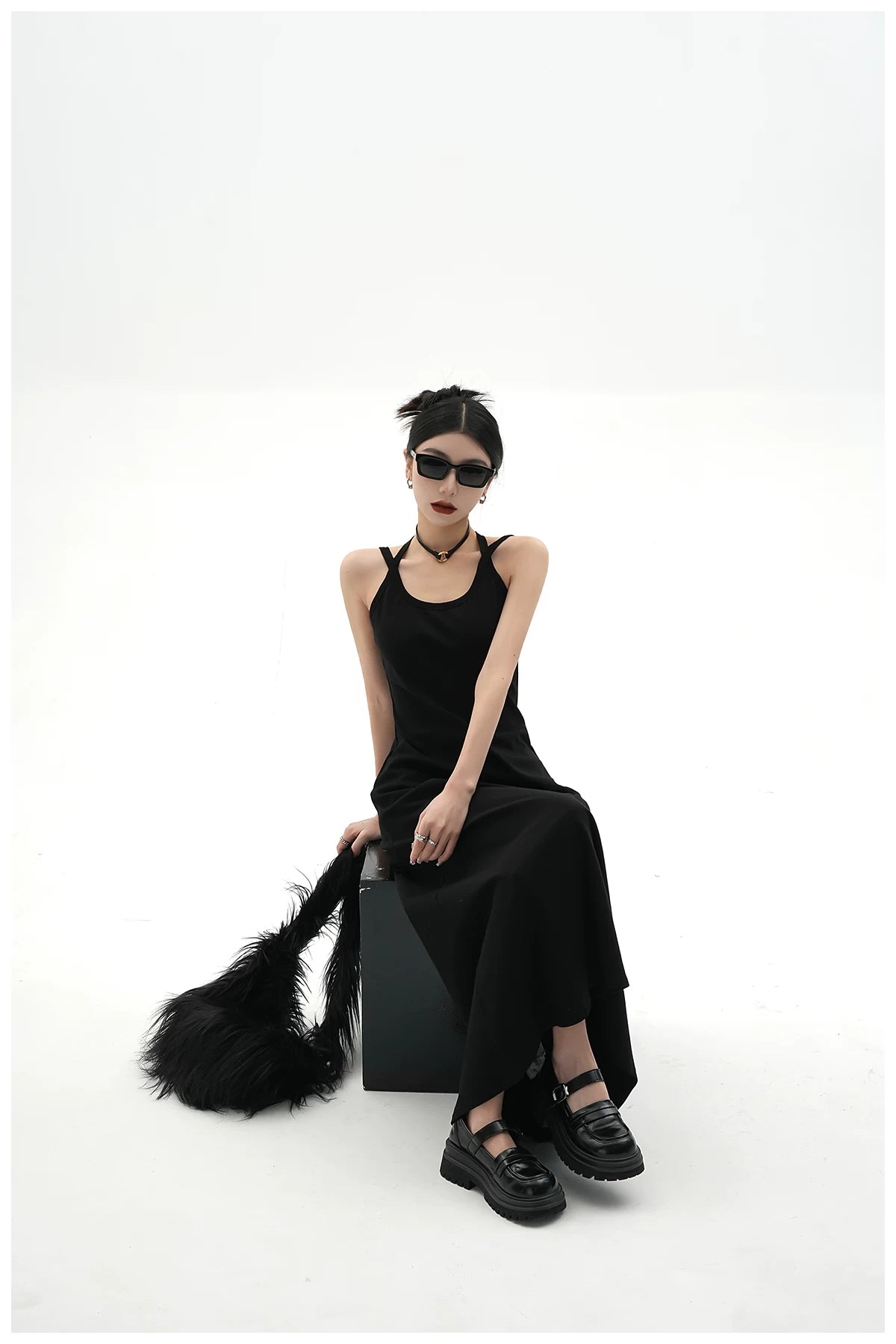 American Street-Style Slim-Fit Camisole Maxi Dress