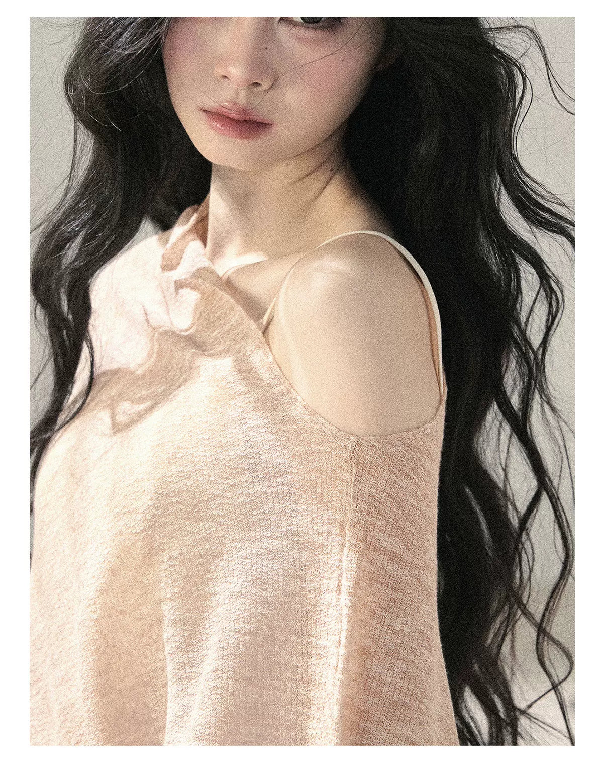 Sheer Off-Shoulder Sun Protection Knit Top Set