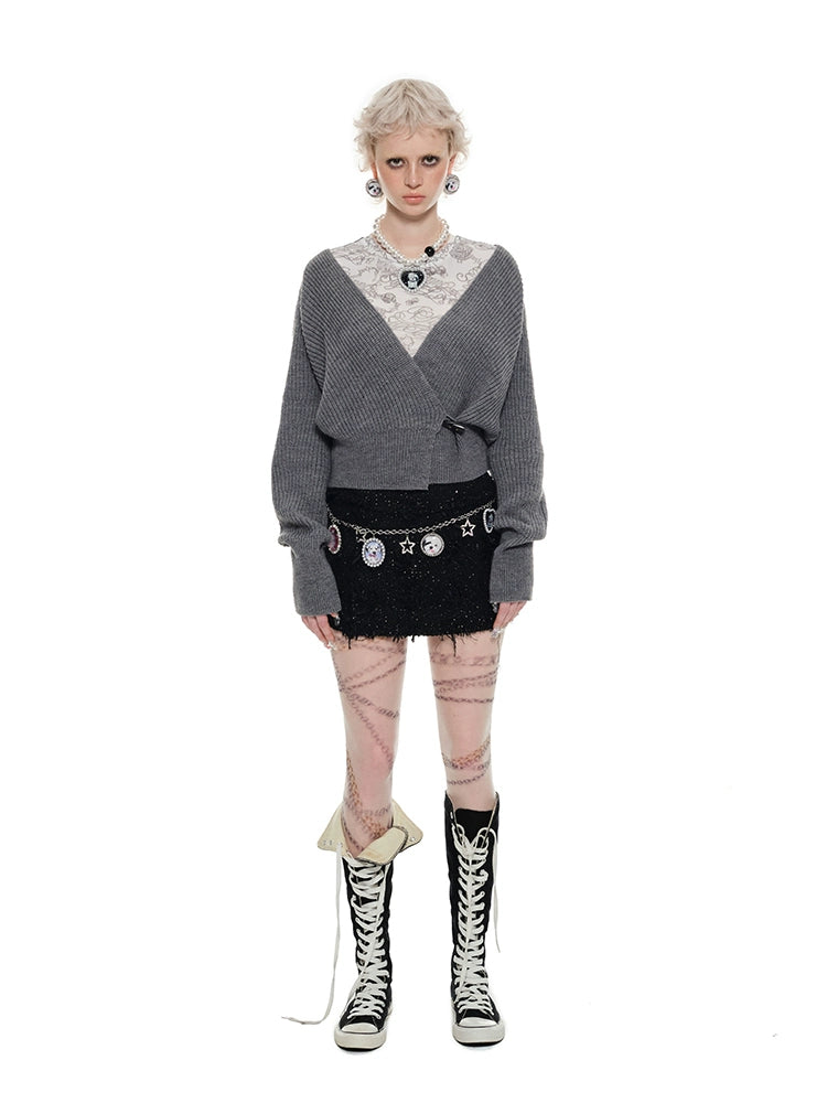 V-neck Knit Cardigan - CHINASQUAD