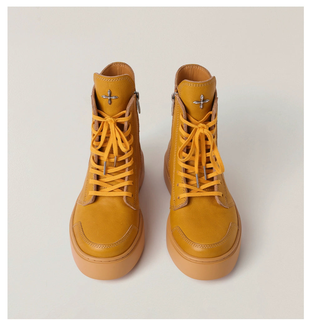 Compass Heritage Retro Leather High-Top Sneakers - CHINASQUAD