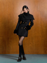 Short Slim Wool Coat with Detachable Faux Fur - CHINASQUAD