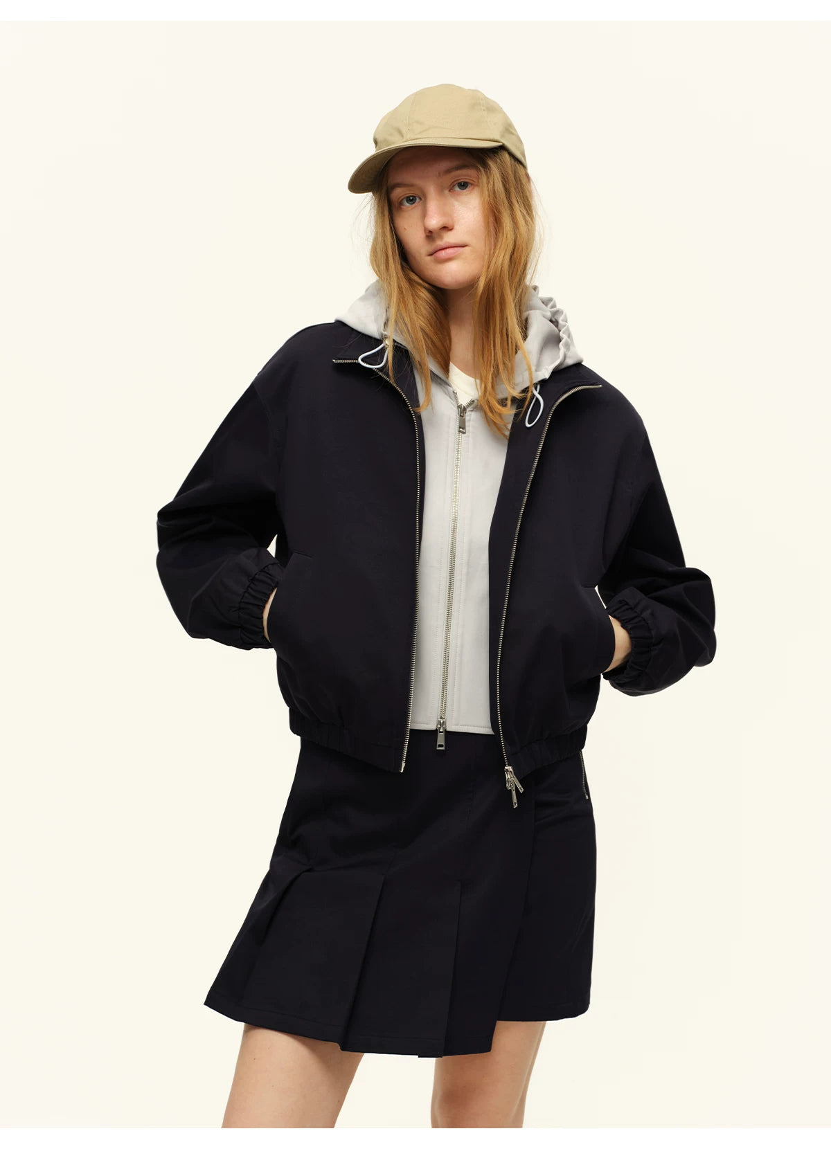 Cotton Stand-Collar Hooded Jacket