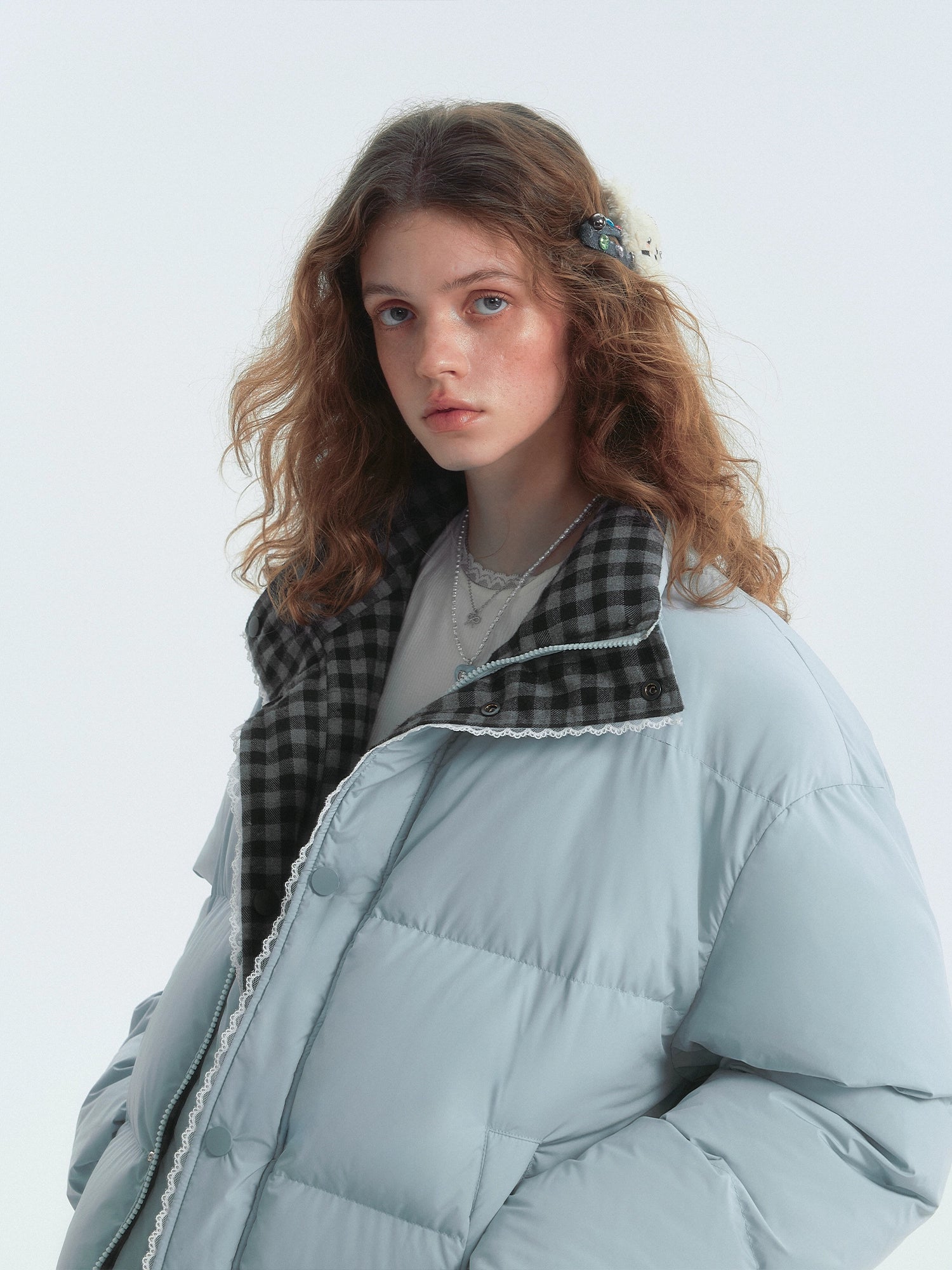 Lace-Trim Reversible Down Jacket - CHINASQUAD