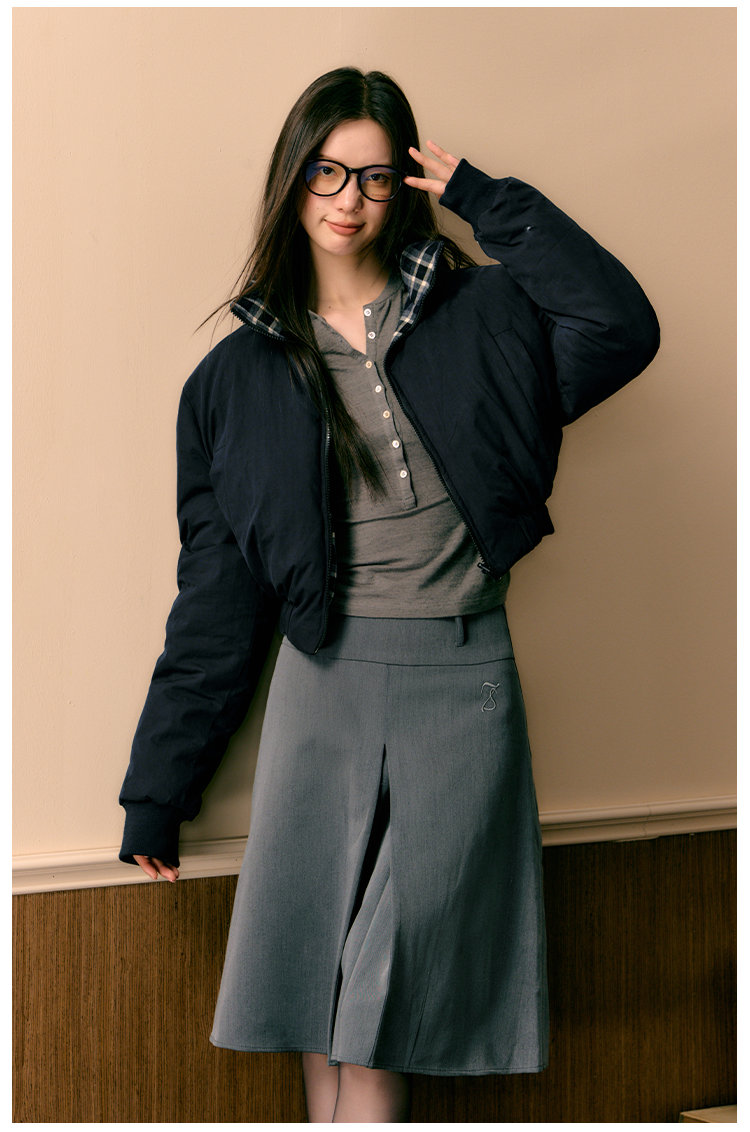 Blue Plaid Reversible Coat - CHINASQUAD